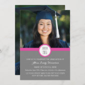 Foto Graduation Party Invitation Grijs Roze Kaart (Voorkant / Achterkant)