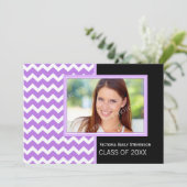 Foto Graduation Party Invitation Paars Chevron Kaart (Staand voorkant)
