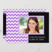 Foto Graduation Party Invitation Paars Chevron Kaart (Voorkant / Achterkant)