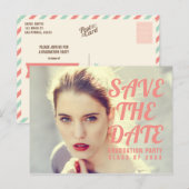 Foto Graduation Party Invitation. Save the date. Briefkaart (Voorkant / Achterkant)