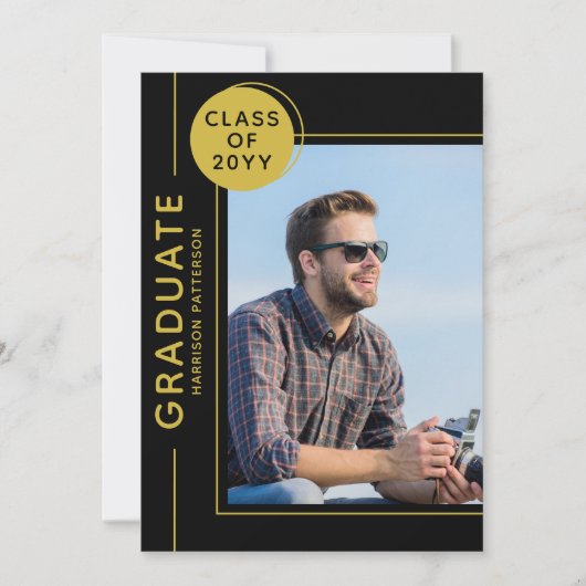 Foto Graduation Party Modern Script Black Gold (Voorkant)