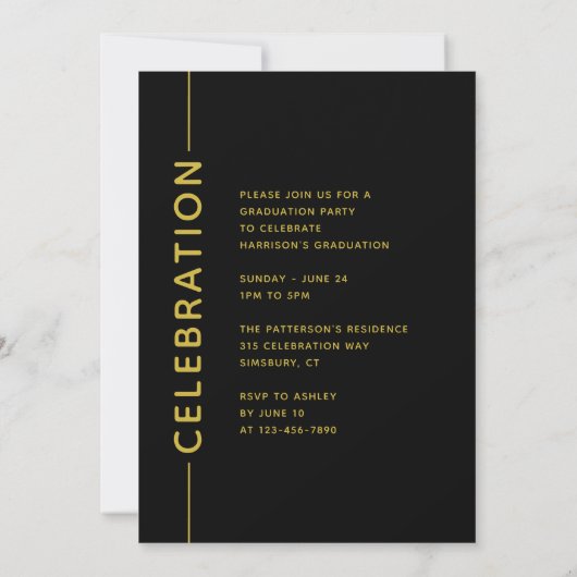 Foto Graduation Party Modern Script Black Gold (Achterkant)