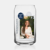 Foto Graduation Party Modern Script Blue Blikvorm Glas (Voorkant)