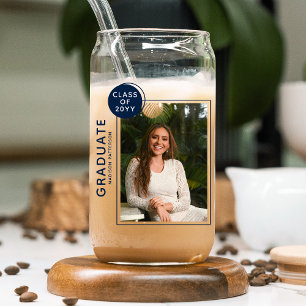 Foto Graduation Party Modern Script Blue Blikvorm Glas