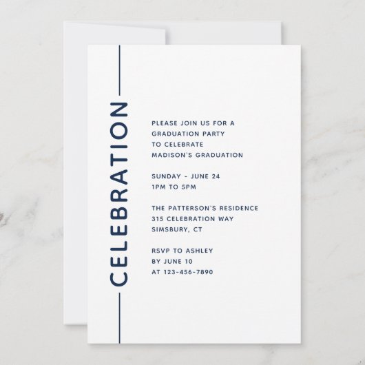 Foto Graduation Party Modern Script Blue White (Achterkant)
