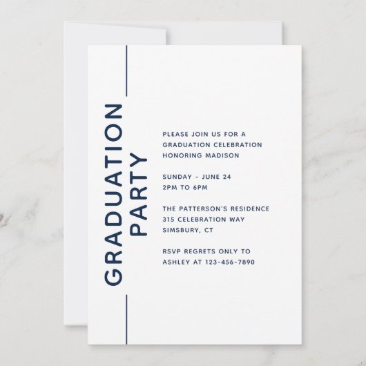 Foto Graduation Party Modern Script Blue White (Achterkant)