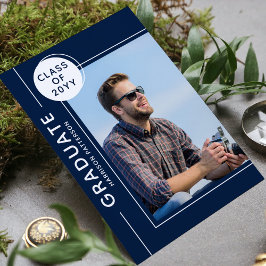 Foto Graduation Party Modern Script Blue White