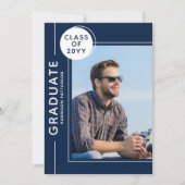 Foto Graduation Party Modern Script Blue White (Voorkant)