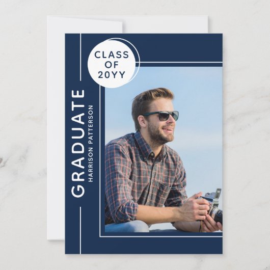 Foto Graduation Party Modern Script Blue White (Voorkant)