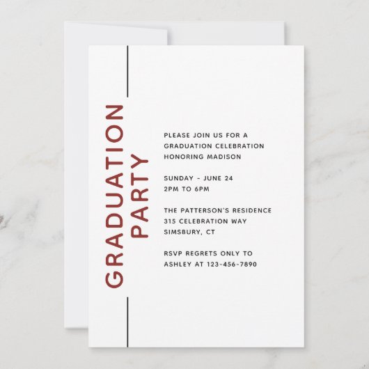 Foto Graduation Party Modern Script Burgundy (Achterkant)