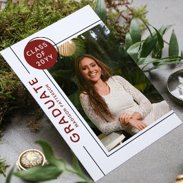 Foto Graduation Party Modern Script Burgundy