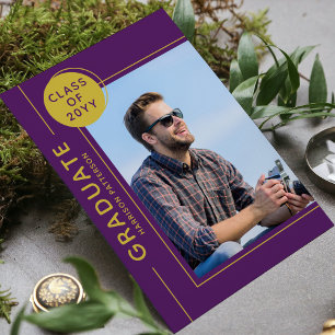 Foto Graduation Party Modern Script Paars Gold