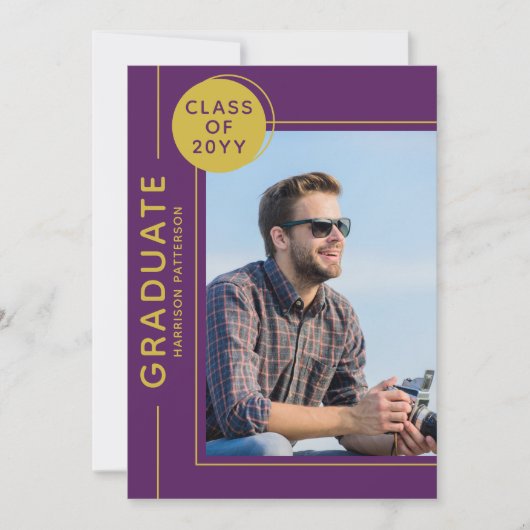 Foto Graduation Party Modern Script Paars Gold (Voorkant)