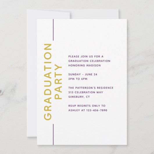 Foto Graduation Party Modern Script Paars Gold (Achterkant)