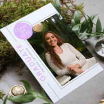 Foto Graduation Party Modern Script Paars Grey