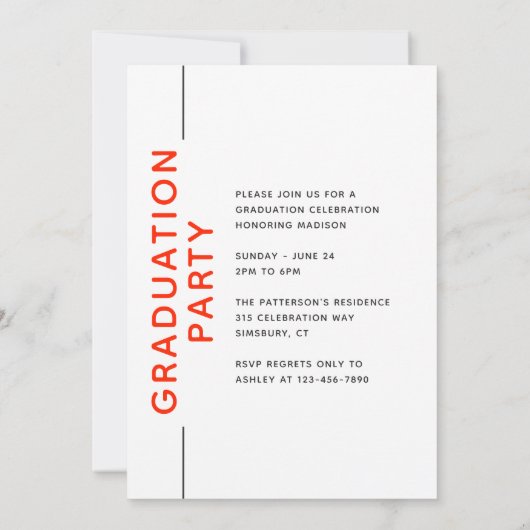 Foto Graduation Party Modern Script Red Grey (Achterkant)