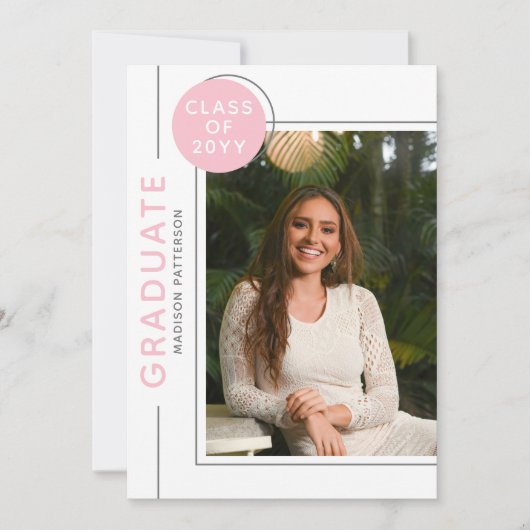 Foto Graduation Party Modern Script roze grijs (Voorkant)