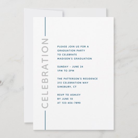 Foto Graduation Party Modern Script Silver Blue (Achterkant)