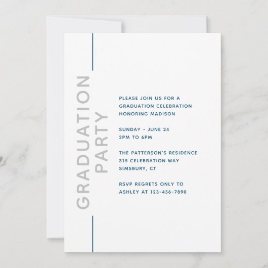 Foto Graduation Party Modern Script Silver Blue (Achterkant)