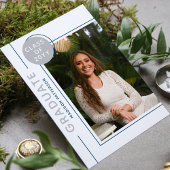 Foto Graduation Party Modern Script Silver Blue