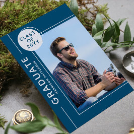 Foto Graduation Party Modern Script Silver Blue