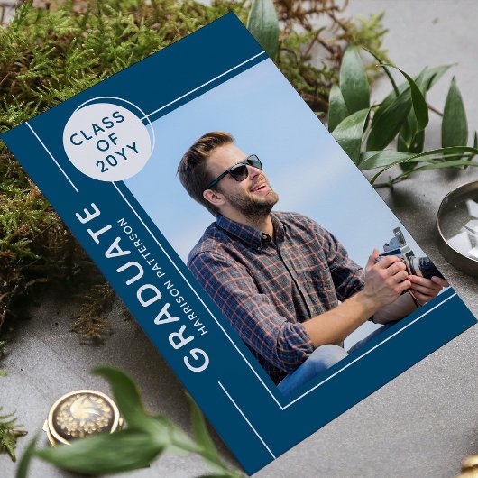 Foto Graduation Party Modern Script Silver Blue