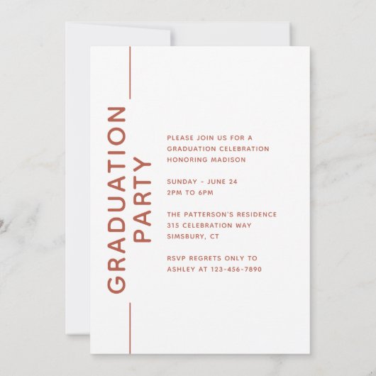 Foto Graduation Party Modern Script Terracotta (Achterkant)