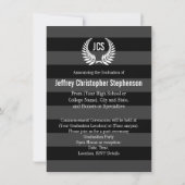 Foto Graduation Party Monogram Laurel Black Kaart (Achterkant)