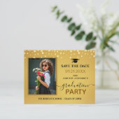 Foto Graduation Party Save the Date Gold Briefkaart (Staand voorkant)