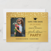 Foto Graduation Party Save the Date Gold Kaart (Voorkant)