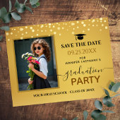 Foto Graduation Party Save the Date Gold Kaart