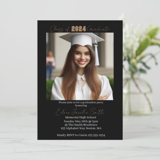 Foto Graduation Party Uitnodiging - Aankondiging (Staand voorkant)