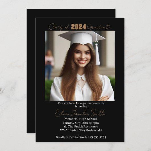 Foto Graduation Party Uitnodiging - Aankondiging (Voorkant / Achterkant)