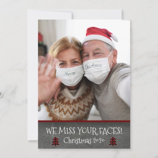 Foto Grappig Miss Your Faces Covid Kerstmis Feestdagenkaart (Voorkant)
