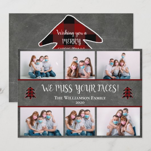 Foto Grappig Miss Your Faces Gezichtsmaskers Kerst Feestdagenkaart (Voorkant / Achterkant)