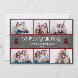 Foto Grappig Miss Your Faces Gezichtsmaskers Kerst Feestdagenkaart