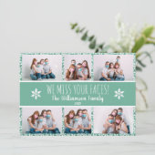 Foto Grappig Miss Your Faces Groene Sneeuwvlok Cov Feestdagenkaart (Staand voorkant)