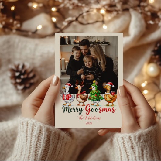 Foto Grappig Prettig Gansmas Kerstmis Feestdagenkaart