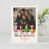 Foto Grappig Prettig Gansmas Kerstmis Feestdagenkaart (Staand voorkant)