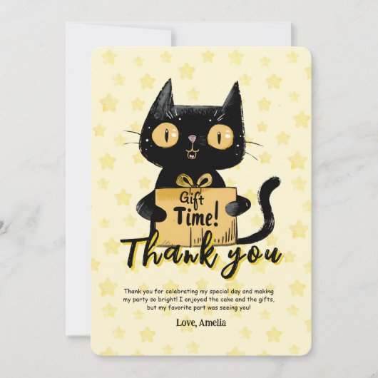 Foto Grappig Zwarte Kat Verjaardag Bedankt Card Kaart (Voorkant)