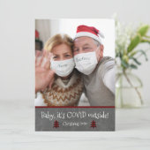 Foto grappige Baby Het is buiten Kerstmis Feestdagenkaart (Staand voorkant)