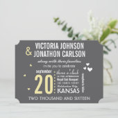 Foto Gray and Yellow Modern Typography Wedding Kaart (Staand voorkant)