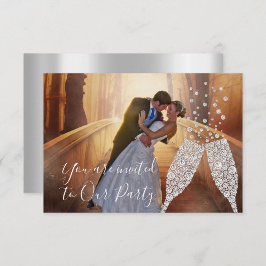 Foto Gray Glass Bubbles Foto Weddenschap Kaart (Voorkant / Achterkant)