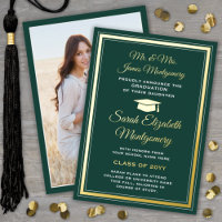 Foto: Green and Gold Foil Afstuderen Notice