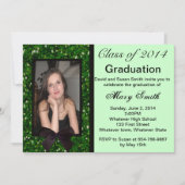 Foto: Green Glitter Afstuderen Invitation Kaart (Voorkant)