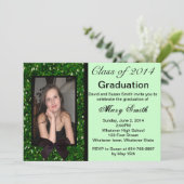 Foto: Green Glitter Afstuderen Invitation Kaart (Staand voorkant)