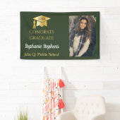Foto Green Gold Congrats Afstuderen naam | School Spandoek (Insitu)