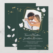 Foto Green Gold Line Art Floral Geometric Kaart (Voorkant / Achterkant)