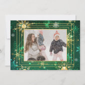 Foto: Green Gold Snowflake Xmas kerstfeestdag Feestdagenkaart (Voorkant)