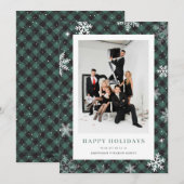 Foto Green Plaid Snowflake Corporate Business Feestdagenkaart (Voorkant / Achterkant)